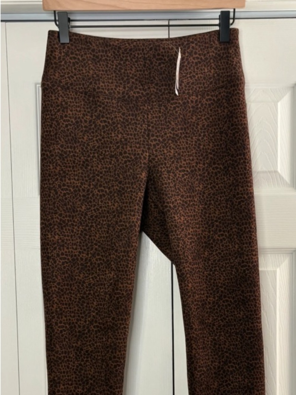 White House Black Market Suede Brown Leopard-Print Leggings